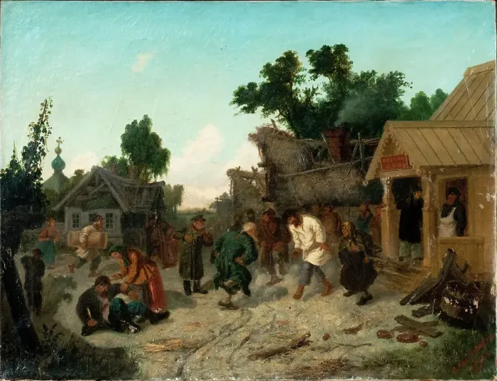 Framed Print : At the Tavern, 1886. Artist: Solomatkin, Leonid Ivanovich (1837-1883) Framed Print : At the Tavern, 1886. Artist: Solomatkin, Leonid Ivanovich (1837-1883)