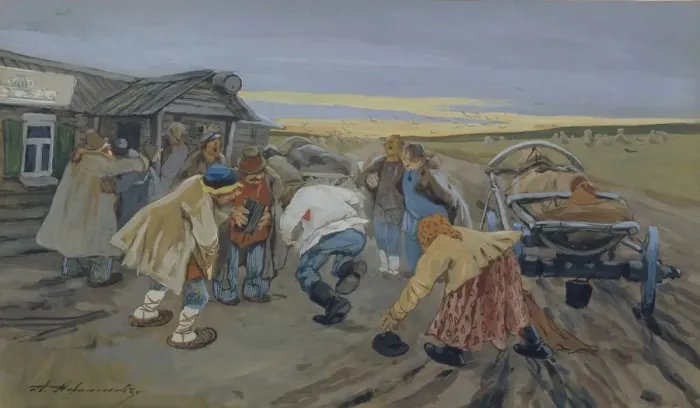 Framed Print : Before a Tavern. Artist: Afanasyev, Aleksei Fyodorovich (1850-1920) Framed Print : Before a Tavern. Artist: Afanasyev, Aleksei Fyodorovich (1850-1920)