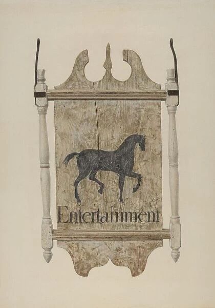 Tavern Sign (Black Horse Tavern), c. 1940. Creator: John Matulis