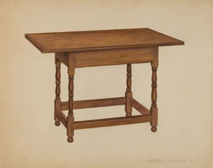 Framed Print : Tavern Table, c. 1936. Creator: Arthur Johnson Framed Print : Tavern Table, c. 1936. Creator: Arthur Johnson