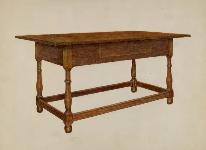 Framed Print : Tavern Table or Stretcher, 1935 / 1942. Creator: Dorothea A. Farrington Framed Print : Tavern Table or Stretcher, 1935 / 1942. Creator: Dorothea A. Farrington