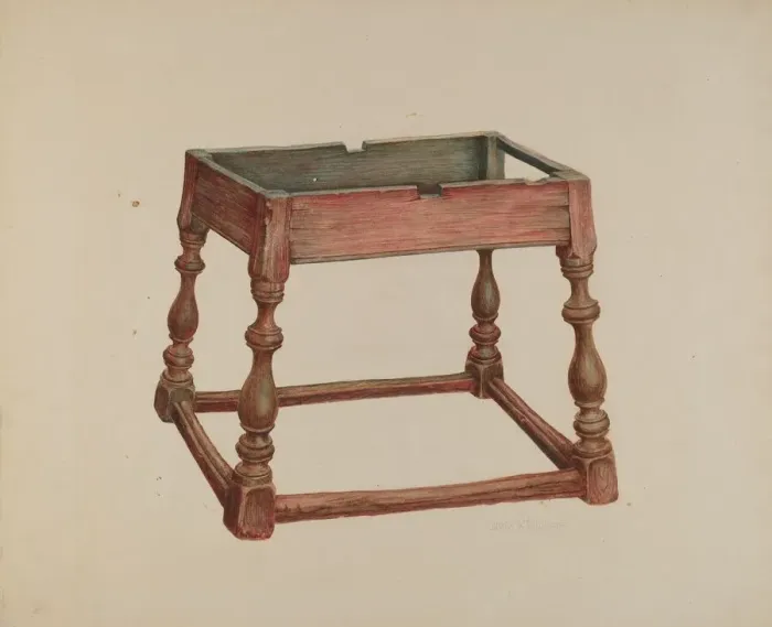 Framed Print : Tavern Table (Top Missing), 1938. Creator: Austin L. Davison Framed Print : Tavern Table (Top Missing), 1938. Creator: Austin L. Davison