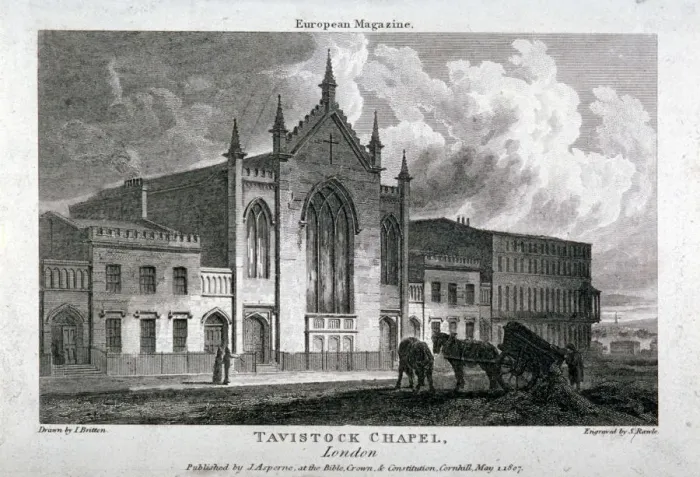 Framed Print : Tavistock Chapel, Tavistock Place, St Pancras, London, 1807. Artist: Samuel Rawle Framed Print : Tavistock Chapel, Tavistock Place, St Pancras, London, 1807. Artist: Samuel Rawle