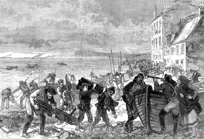 Framed Print : The Tay Bridge Disaster: pieces of wreck cast up on the beach at Broughty Ferry, 1880. Creator: Unknown Framed Print : The Tay Bridge Disaster: pieces of wreck cast up on the beach at Broughty Ferry, 1880. Creator: Unknown
