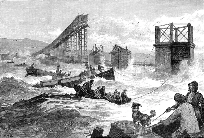 Framed Print : The Tay Bridge Disaster: steam launches and divers barge employed in search, 1880. Creator: William James Palmer Framed Print : The Tay Bridge Disaster: steam launches and divers barge employed in search, 1880. Creator: William James Palmer