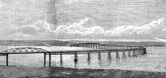 Framed Print : The Tay Bridge, scene of the terrible accident on Sunday evening, 1880. Creator: Unknown Framed Print : The Tay Bridge, scene of the terrible accident on Sunday evening, 1880. Creator: Unknown