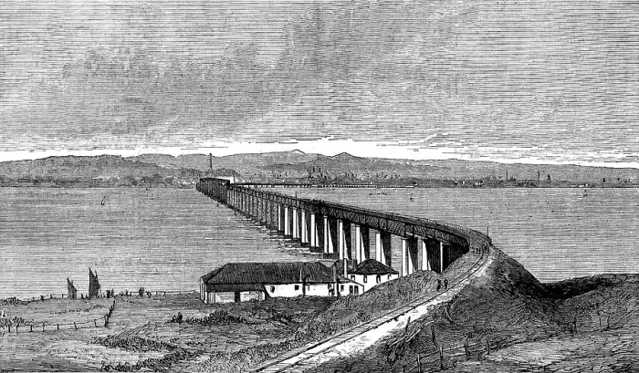 Framed Print : The Tay Bridge, scene of the terrible accident on Sunday evening, 1880. Creator: Unknown Framed Print : The Tay Bridge, scene of the terrible accident on Sunday evening, 1880. Creator: Unknown