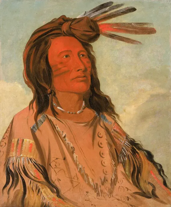Framed Print : Tchan-dee, Tobacco, an Oglala Chief, 1832. Creator: George Catlin Framed Print : Tchan-dee, Tobacco, an Oglala Chief, 1832. Creator: George Catlin