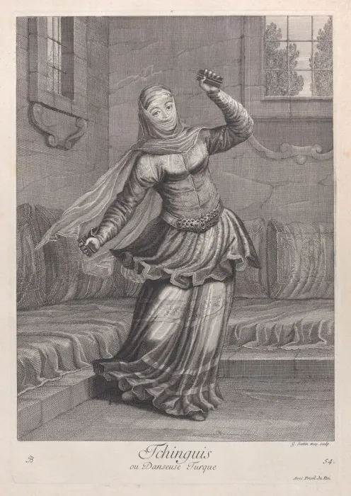 Framed Print : Tchinguis, ou Danseuse Turque, 1714-15. Creator: Unknown Framed Print : Tchinguis, ou Danseuse Turque, 1714-15. Creator: Unknown