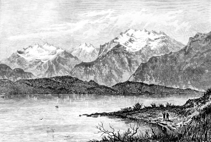 Framed Print : Te-Anau Lake, New Zealand, 1890. Creator: Unknown Framed Print : Te-Anau Lake, New Zealand, 1890. Creator: Unknown
