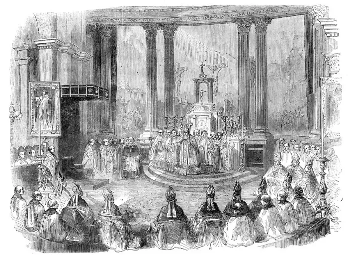 Framed Print : The Te Deum for Peace, at St. Mary's Roman Catholic Church, Moorfields - Cardinal Wiseman preachin Creator: Unknown. The Te Deum for Peace, at St. Mary's Roman Catholic Church, Moorfields - Cardinal Wiseman preachin Creator: Unknown Framed Print : The Te Deum for Peace, at St. Mary's Roman Catholic Church, Moorfields - Cardinal Wiseman preachin Creator: Unknown. The Te Deum for Peace, at St. Mary's Roman Catholic Church, Moorfields - Cardinal Wiseman preachin Creator: Unknown