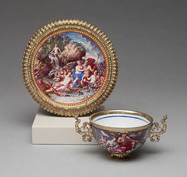 Tea Bowl and Saucer, Augsburg, c. 1700. Creator: Matthaus Baur II