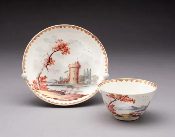 Framed Print : Tea Bowl and Saucer, Chelsea, c. 1755. Creator: Chelsea Porcelain Manufactory Framed Print : Tea Bowl and Saucer, Chelsea, c. 1755. Creator: Chelsea Porcelain Manufactory
