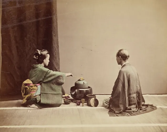 Framed Print : Tea Ceremony, c1885. Creator: Unknown Framed Print : Tea Ceremony, c1885. Creator: Unknown