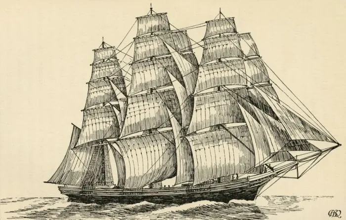Framed Print : A Tea Clipper, (1931). Artist: Charles Henry Bourne Quennell Framed Print : A Tea Clipper, (1931). Artist: Charles Henry Bourne Quennell