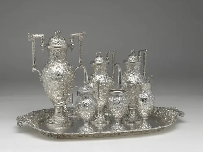 Framed Print : Tea and Coffee Service with Tray, 1850 / 1900. Creator: Schofield Co. Inc Framed Print : Tea and Coffee Service with Tray, 1850 / 1900. Creator: Schofield Co. Inc