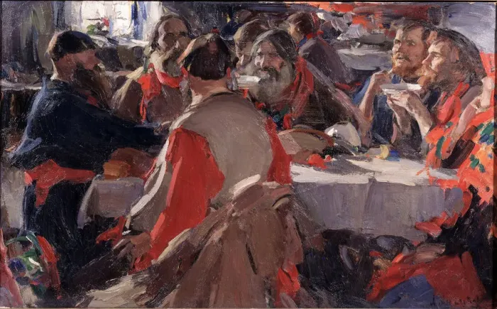 Framed Print : Tea drinking. Artist: Arkhipov, Abram Yefimovich (1862-1930) Framed Print : Tea drinking. Artist: Arkhipov, Abram Yefimovich (1862-1930)