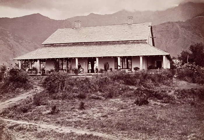Framed Print : Tea estate bungalow at Sumali, 1860s. Creator: Unknown Framed Print : Tea estate bungalow at Sumali, 1860s. Creator: Unknown
