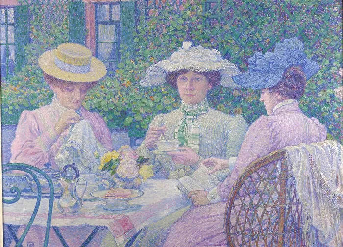 Framed Print : Tea in the garden. Creator: Rysselberghe, Théo van (1862-1926) Framed Print : Tea in the garden. Creator: Rysselberghe, Théo van (1862-1926)