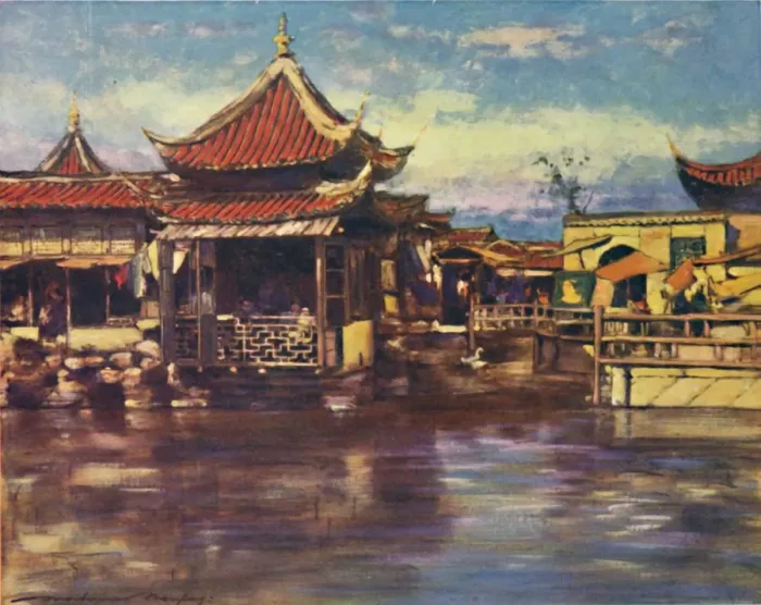 Framed Print : A Tea House, Shanghai, 1903. Artist: Mortimer L Menpes Framed Print : A Tea House, Shanghai, 1903. Artist: Mortimer L Menpes