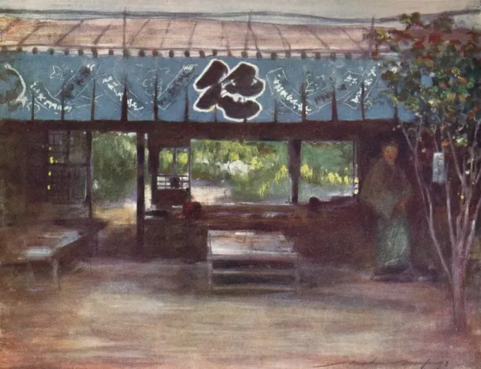 Framed Print : The Tea-House of the Slender Tree, c1887, (1901). Artist: Mortimer L Menpes Framed Print : The Tea-House of the Slender Tree, c1887, (1901). Artist: Mortimer L Menpes
