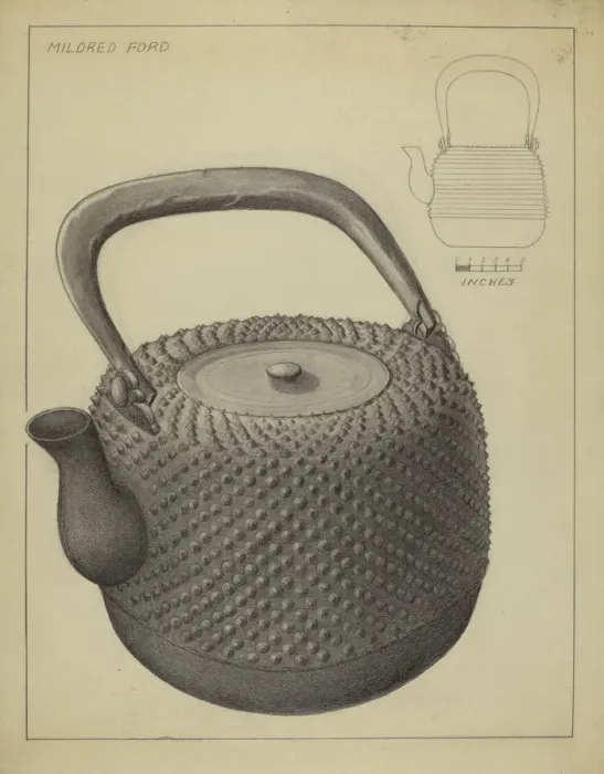 Framed Print : Tea Kettle, c. 1936. Creator: Mildred Ford Framed Print : Tea Kettle, c. 1936. Creator: Mildred Ford