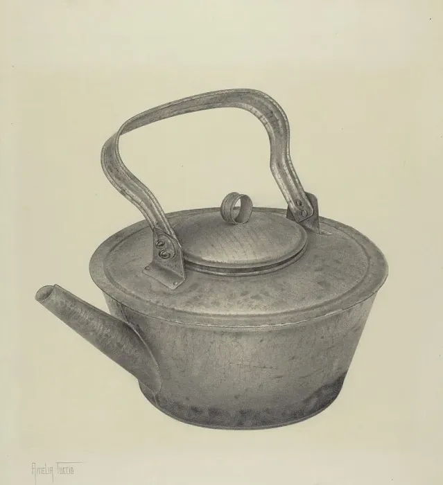 Framed Print : Tea Kettle, c. 1940. Creator: Amelia Tuccio Framed Print : Tea Kettle, c. 1940. Creator: Amelia Tuccio