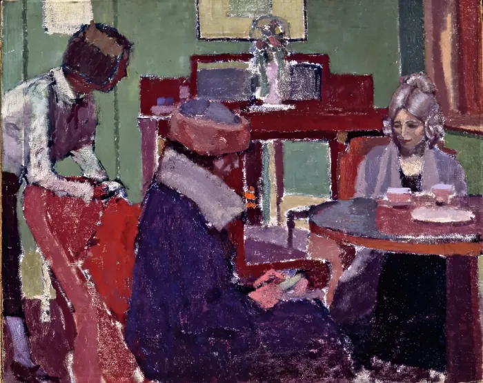 Framed Print : The Tea Party, 1919. Creator: Malcolm Drummond Framed Print : The Tea Party, 1919. Creator: Malcolm Drummond