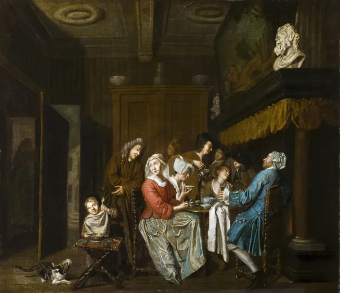 Framed Print : A Tea Party. Creator: Horemans, Jan Joseph, the Elder (1682-1759) Framed Print : A Tea Party. Creator: Horemans, Jan Joseph, the Elder (1682-1759)