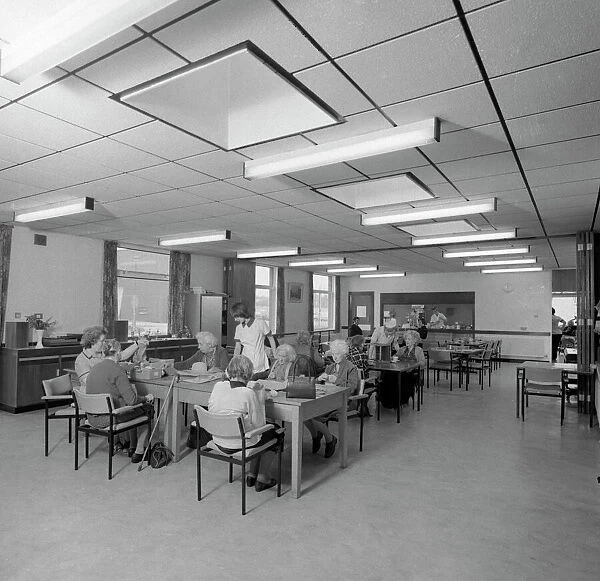Tea room, Montague Hospital, Mexborough, South Yorkshire, 1977. Artist: Michael Walters