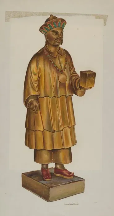 Framed Print : Tea Store Figure, c. 1937. Creator: Chris Makrenos Framed Print : Tea Store Figure, c. 1937. Creator: Chris Makrenos