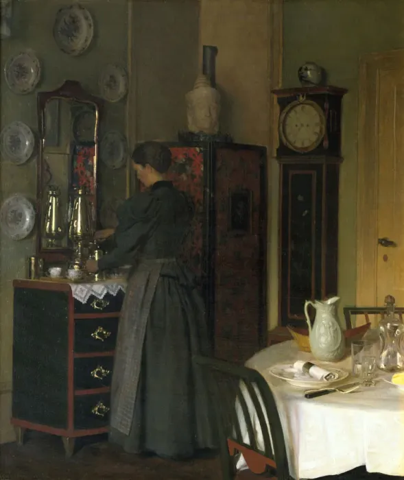Framed Print : Tea-time, 1898 Artist: Valdemar Kornerup Framed Print : Tea-time, 1898 Artist: Valdemar Kornerup