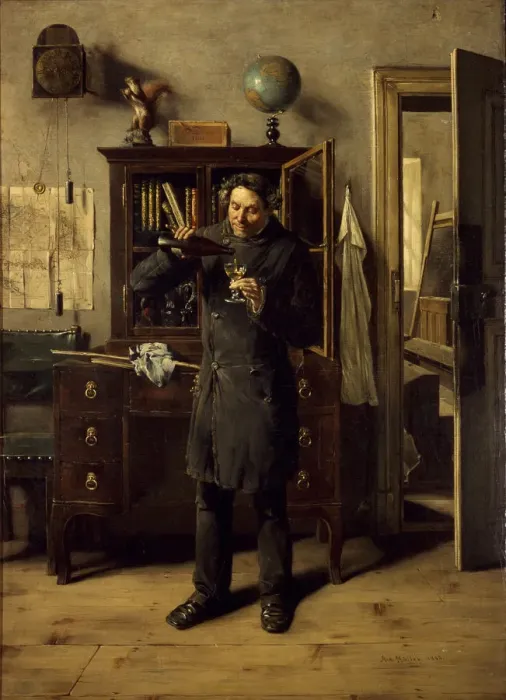 Framed Print : Teacher Drunkard, 1882. Artist: Muller, Anton Eduard (1853-1897) Framed Print : Teacher Drunkard, 1882. Artist: Muller, Anton Eduard (1853-1897)