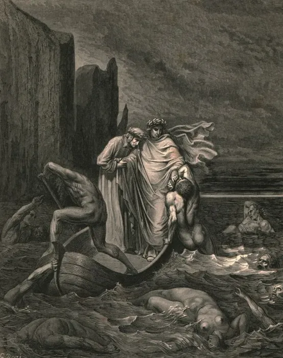 Framed Print : My teacher sage aware, thrusting him back, c1890. Creator: Gustave Doré Framed Print : My teacher sage aware, thrusting him back, c1890. Creator: Gustave Doré