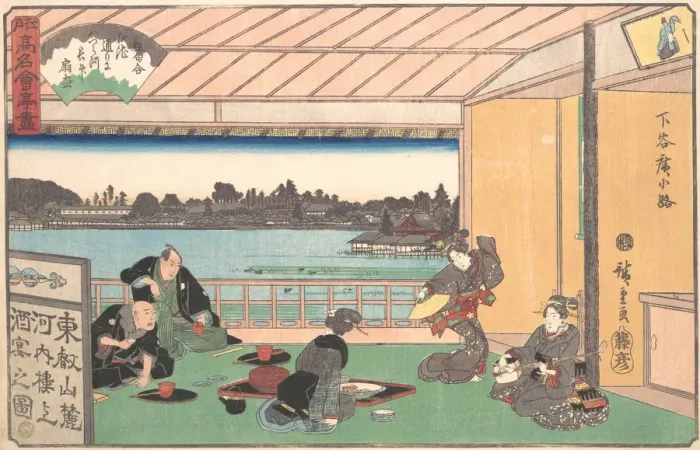 Framed Print : Teahouse at Hirokoji, ca. 1835-42. ca. 1835-42. Creator: Ando Hiroshige Framed Print : Teahouse at Hirokoji, ca. 1835-42. ca. 1835-42. Creator: Ando Hiroshige