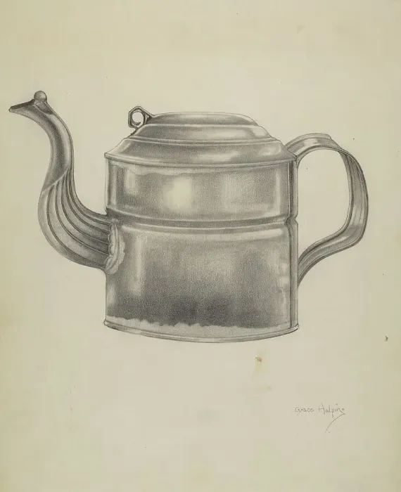 Framed Print : Teapot, 1935 / 1942. Creator: Grace Halpin Framed Print : Teapot, 1935 / 1942. Creator: Grace Halpin