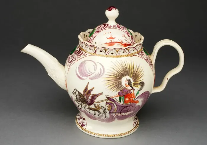 Framed Print : Teapot Depicting Aurora in a Chariot, Leeds, c. 1780. Creator: Unknown Framed Print : Teapot Depicting Aurora in a Chariot, Leeds, c. 1780. Creator: Unknown