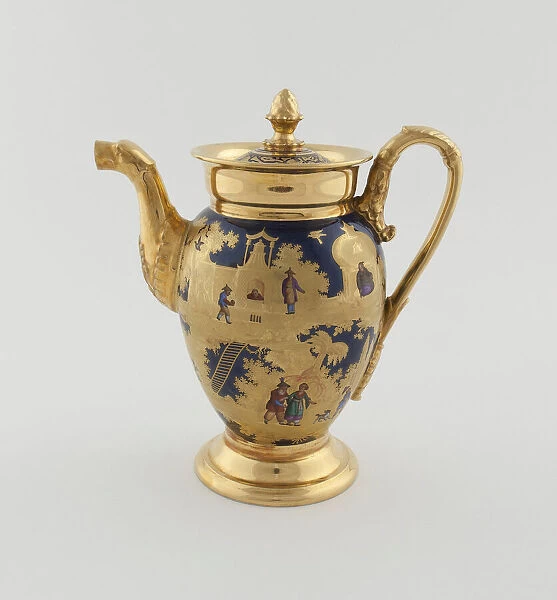 Teapot, Paris, c. 1820. Creator: Denuelle Porcelain Manufactory