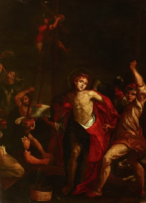 Framed Print : Tearing the Clothing of Christ before his Flagellation, 17th century. Creator: Unknown Framed Print : Tearing the Clothing of Christ before his Flagellation, 17th century. Creator: Unknown
