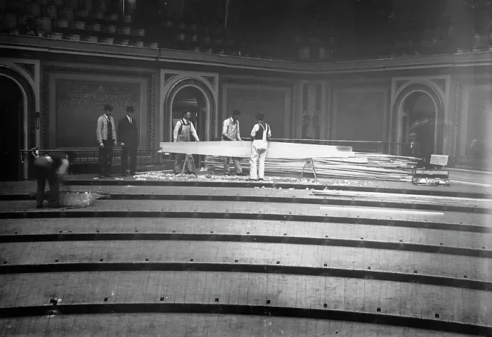 Framed Print : Tearing up floor of House of Reps. between c1910 and c1915. Creator: Bain News Service