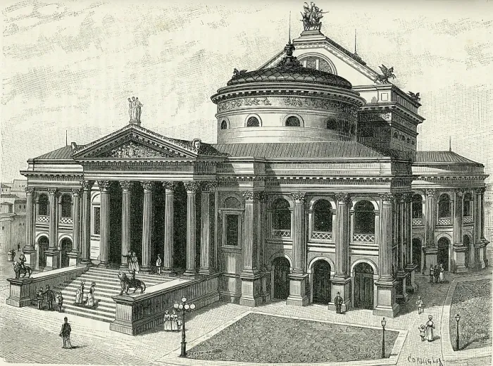 Framed Print : Teatro Massimo, Palermo, Second Half of the 19th century. Creator: Cornaglia, Carlo (active 1854-1899) Framed Print : Teatro Massimo, Palermo, Second Half of the 19th century. Creator: Cornaglia, Carlo (active 1854-1899)