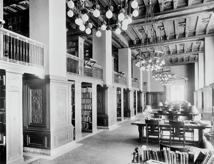 Framed Print : Technology library, the New York Public Library, c.between 1910 and 1920. Creator: Unknown