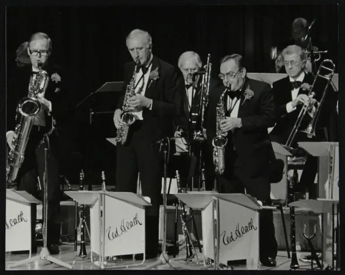 Framed Print : The Ted Heath Orchestra in concert at the Barbican Hall, London, 5 December 1985 Framed Print : The Ted Heath Orchestra in concert at the Barbican Hall, London, 5 December 1985