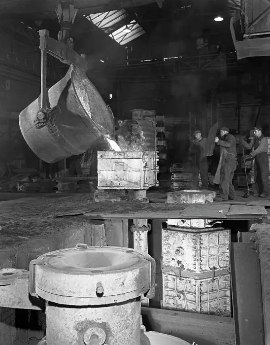 Framed Print : Teeming iron at Wombwell foundry, South Yorkshire, 1963. Artist: Michael Walters Framed Print : Teeming iron at Wombwell foundry, South Yorkshire, 1963. Artist: Michael Walters