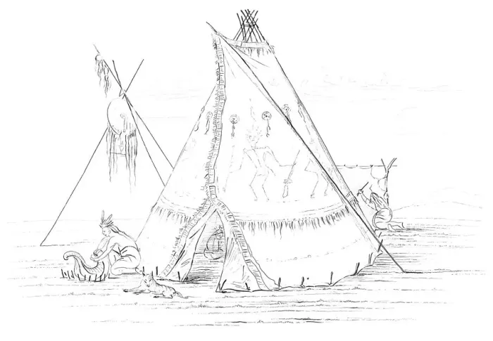 Framed Print : Teepee, 1841. Artist: Myers and Co Framed Print : Teepee, 1841. Artist: Myers and Co