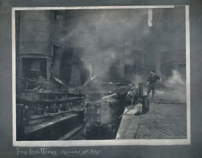 Framed Print : Tees Iron Works - Running Off Slag, 1919. Artist: Hood & Co. Ltd Framed Print : Tees Iron Works - Running Off Slag, 1919. Artist: Hood & Co. Ltd