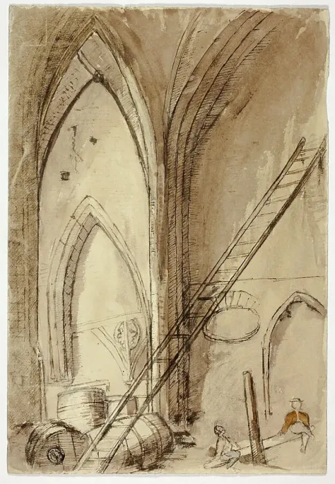 Framed Print : Teetertotter in Church Building, n.d. Creator: Unknown Framed Print : Teetertotter in Church Building, n.d. Creator: Unknown