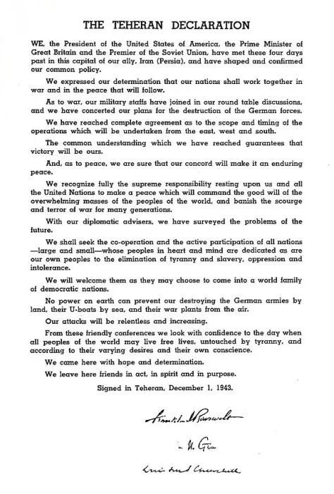 Framed Print : The Teheran Declaration, 1943, (1945) Framed Print : The Teheran Declaration, 1943, (1945)