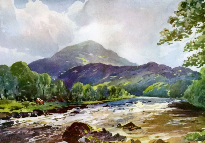 Framed Print : On the Teith near Callander, Perthshire, 1924-1926. Artist: RJ Begg Framed Print : On the Teith near Callander, Perthshire, 1924-1926. Artist: RJ Begg