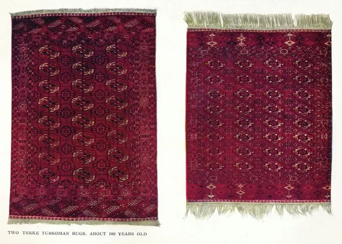 Framed Print : Two Tekke Turkoman rugs, c1800